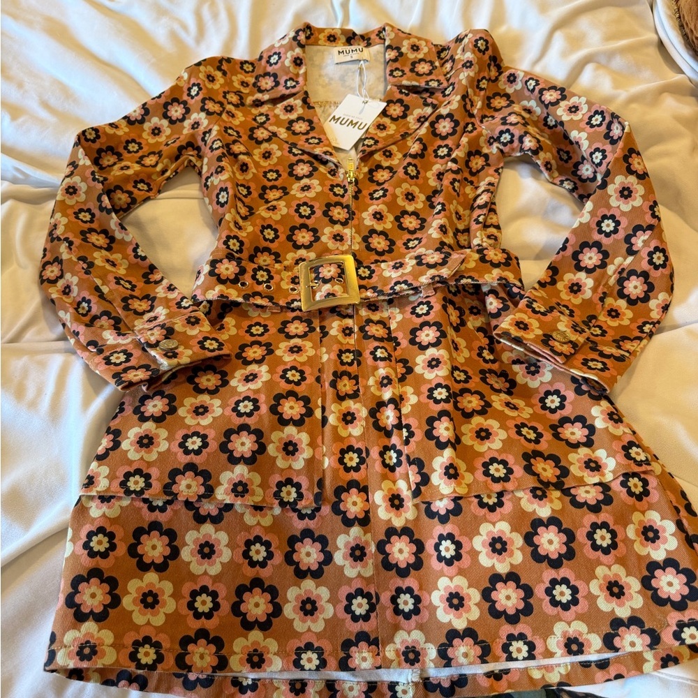 NWT Show Me Your MuMu Women’s Outlaw Floral Buckle Long Sleeve Mini Dress Small - Picture 3 of 7
